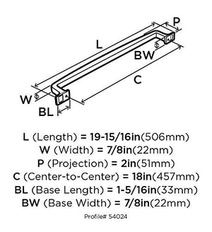 Amerock Appliance Pull Oil Rubbed Bronze 18 inch (457 mm) Center to Center Westerly 1 Pack Drawer Pull Drawer Handle Cabinet Hardware