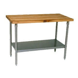 John Boos SNS10 Work Table with Commercial Blended Maple Top, Stainless steel base and shelf, 72" W x 30" D 35-1/4" H