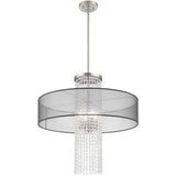 Livex Lighting 43205-91 Bella Vista - Four Light Chandelier, Brushed Nickel Finish with Translucent Black Fabric Shade with Clear Crystal