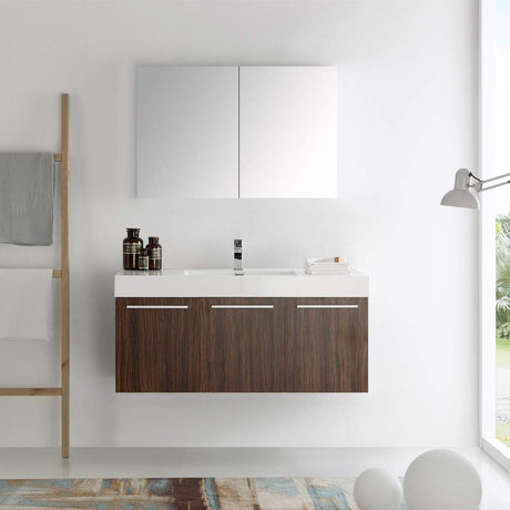 Fresca FVN8092WH Fresca Vista 48" White Wall Hung Modern Bathroom Vanity w/ Medicine Cabinet