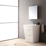 Fresca FVN8525WH Fresca Milano 26" Glossy White Modern Bathroom Vanity w/ Medicine Cabinet