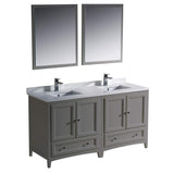 Fresca FVN20-3030GR Fresca Oxford 60" Gray Traditional Double Sink Bathroom Vanity