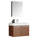 Fresca FVN8089TK Fresca Vista 30" Teak Wall Hung Modern Bathroom Vanity w/ Medicine Cabinet