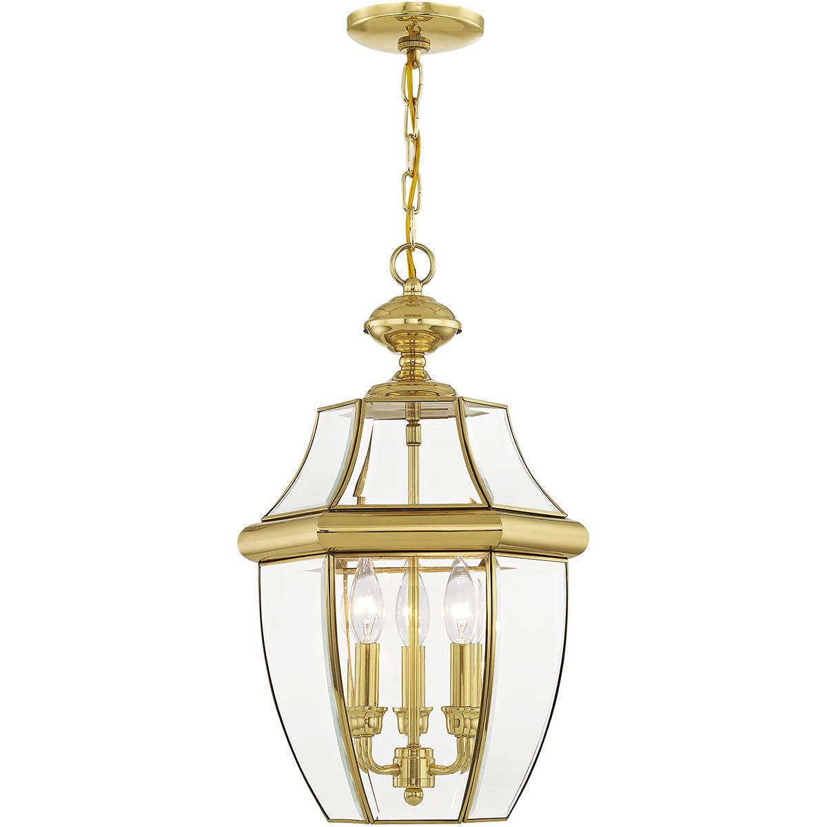 Livex Lighting 2355-02 Monterey 3-Light Outdoor Hanging Lantern, Polished Brass