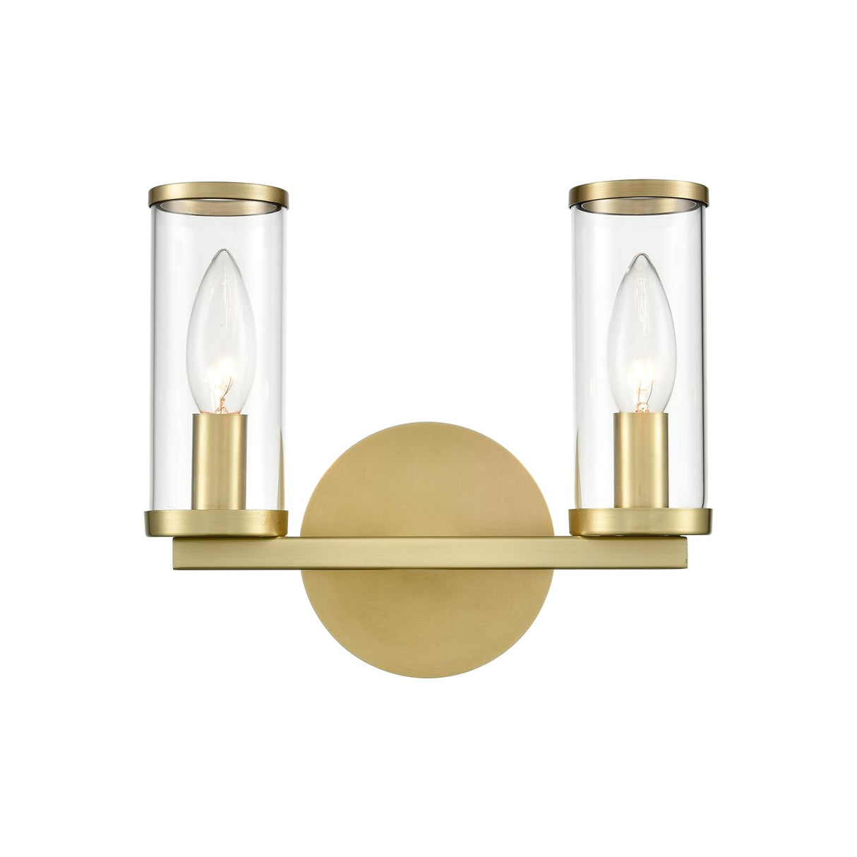 Alora WV309022NBCG REVOLVE WALL VANITY 2 LIGHT NATURAL BRASS CLEAR GLASS