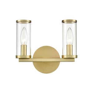 Alora WV309022NBCG REVOLVE WALL VANITY 2 LIGHT NATURAL BRASS CLEAR GLASS