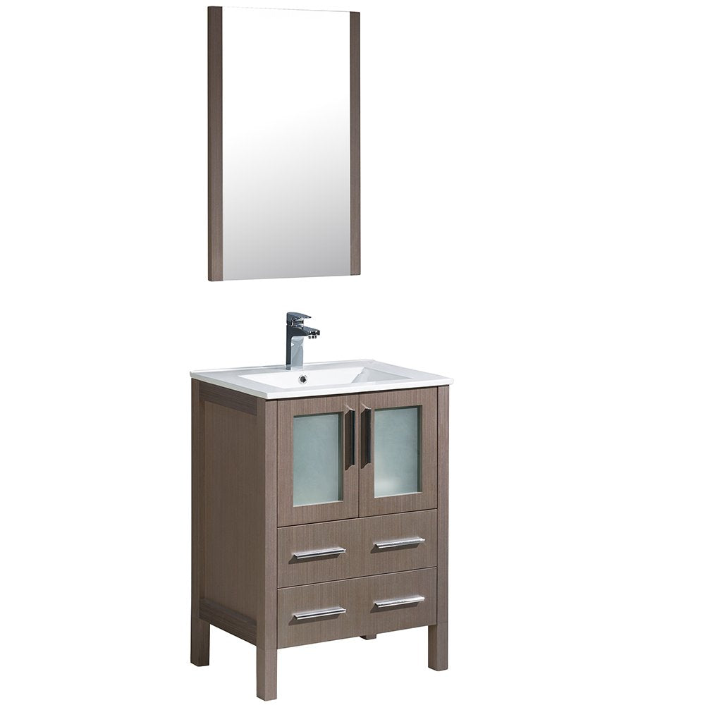 Fresca FVN6224GO-UNS Fresca Torino 24" Gray Oak Modern Bathroom Vanity w/ Integrated Sink