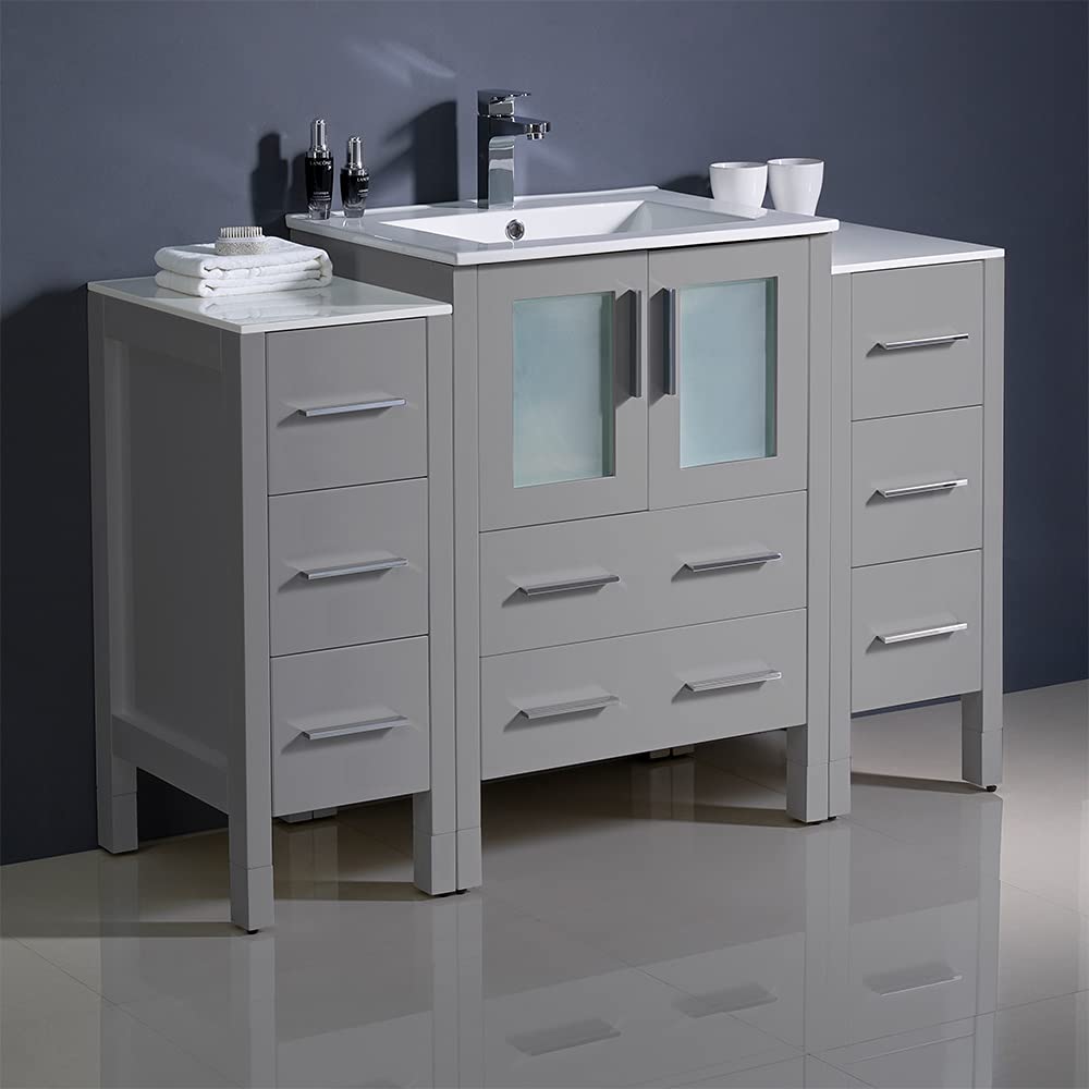 Fresca FCB62-122412GR-I Fresca Torino 48" Gray Modern Bathroom Cabinets w/ Integrated Sink