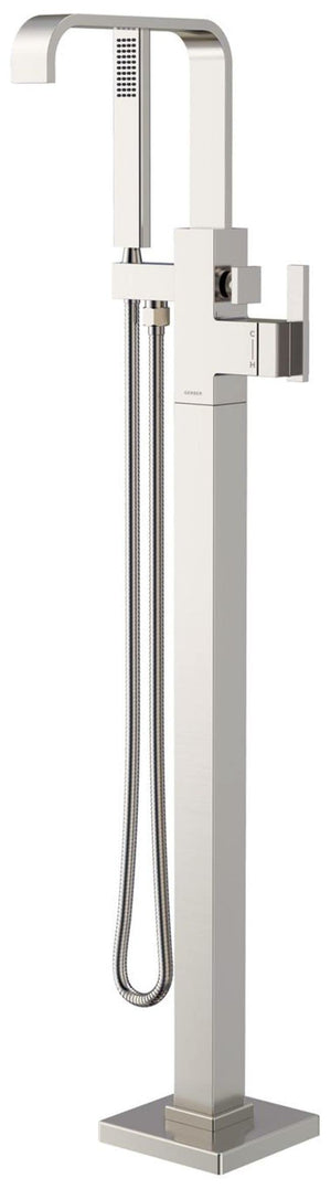 Gerber D300544BNT Brushed Nickel Square Floor Mount Tub Filler Trim Kit With Handshower