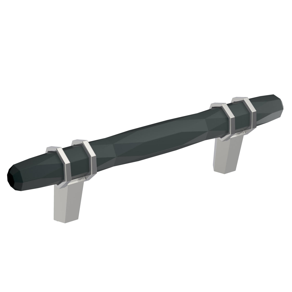 Amerock Cabinet Pull Black Bronze/Polished Chrome 3-3/4 inch (96 mm) Center-to-Center London 1 Pack Drawer Pull Drawer Handle Cabinet Hardware