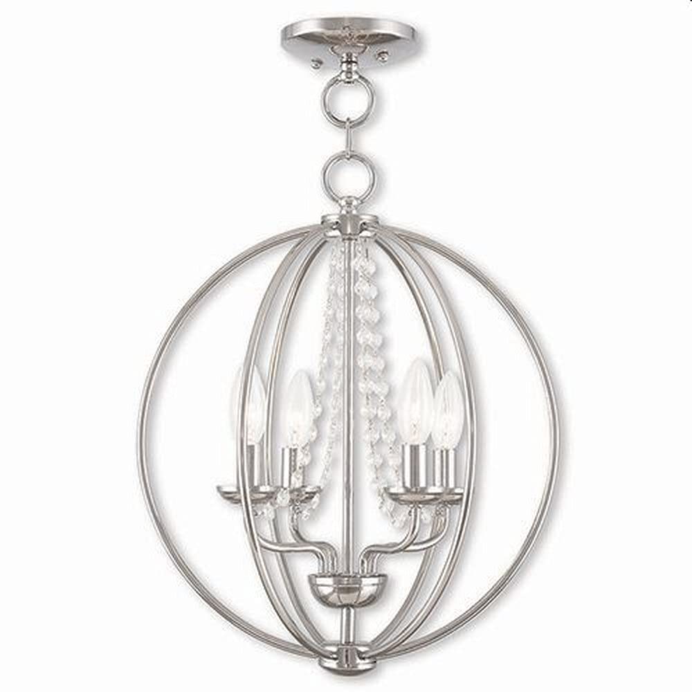 Livex Lighting 40914-05 Transitional Four Light Mini Chandelier/Ceiling Mount from Arabella Collection Finish, Polished Chrome