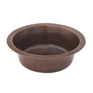 Premier Copper Products BR14DB2 14-Inch Universal Round Hammered Copper Bar Sink with 2-Inch Drain Size, Oil Rubbed Bronze