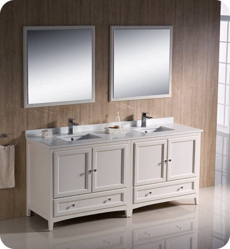 Fresca FVN20-3636AW Fresca Oxford 72" Antique White Traditional Double Sink Bathroom Vanity