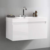 Fresca FCB8010GO-I Fresca Mezzo 39" Gray Oak Modern Bathroom Cabinet w/ Integrated Sink