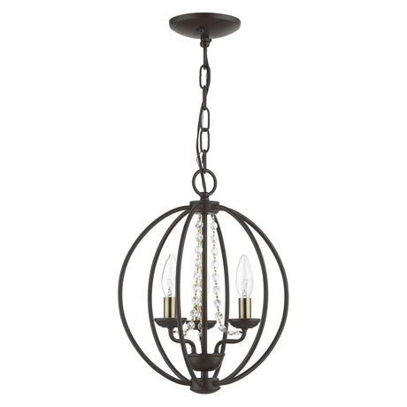 Arabella 3 Light Mini Chandelier in Bronze with Antique Brass Candles (40913-07)