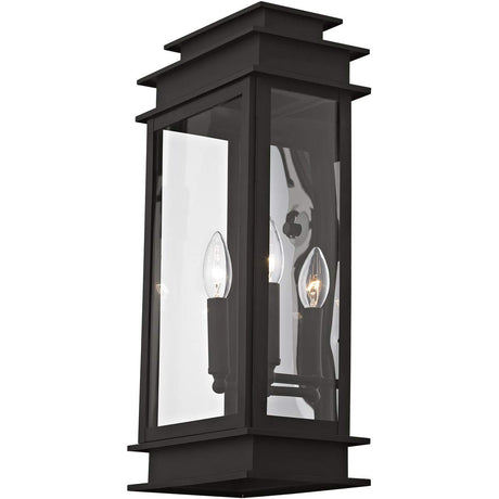 Livex Lighting 2018-04 Princeton Collection 2-Light Outdoor Wall Sconce Lantern with Clear Glass, Black