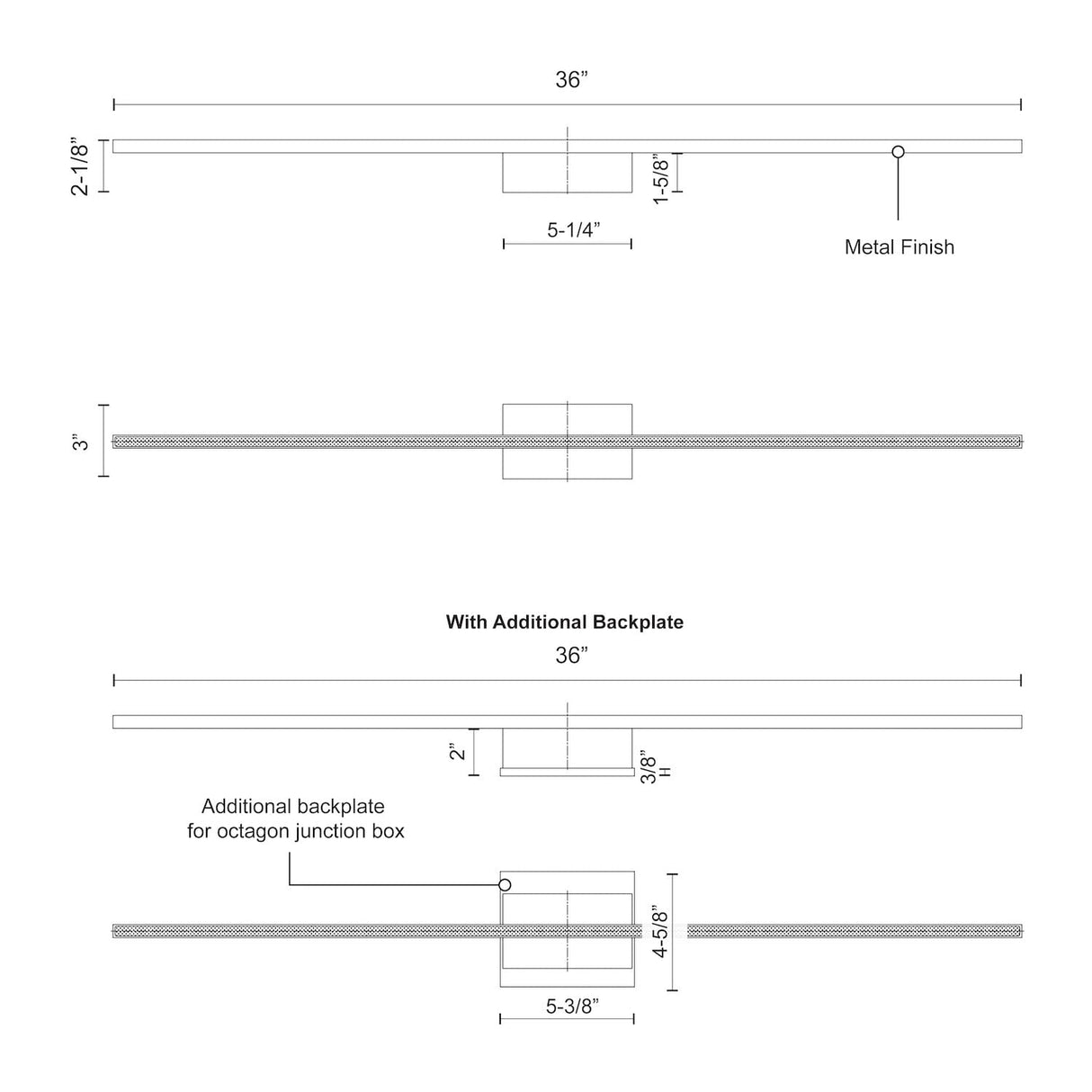 Kuzco WS18236-BN VEGA MINOR 36" WS Brushed Nickel 120V TRIAC/ELV LED 3000K 90CRI 31W