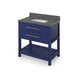 Jeffrey Alexander VKITWAV36BLBOR 36" Hale Blue Wavecrest Vanity, Boulder Cultured Marble Vanity Top, undermount rectangle bowl