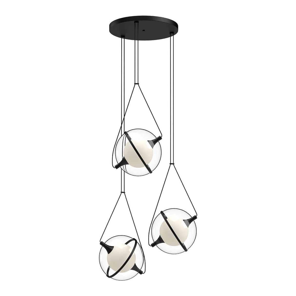 Kuzco CH76728-BK ARIES 28" CHANDELIER TEXTURED BLACK 120" WIRE 120V TRIAC/ELV LED 3000K 90CRI 37W