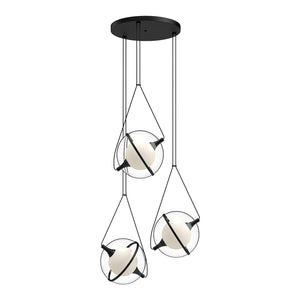Kuzco CH76728-BK ARIES 28" CHANDELIER TEXTURED BLACK 120" WIRE 120V TRIAC/ELV LED 3000K 90CRI 37W