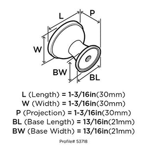 Amerock Cabinet Knob Satin Nickel 1-3/16 inch (30 mm) Diameter Westerly 1 Pack Drawer Knob Cabinet Hardware