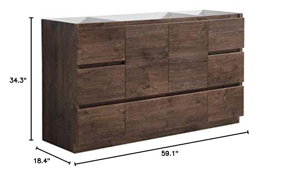 Fresca FCB9360RW-S Fresca Lazzaro 60" Rosewood Free Standing Single Sink Modern Bathroom Cabinet