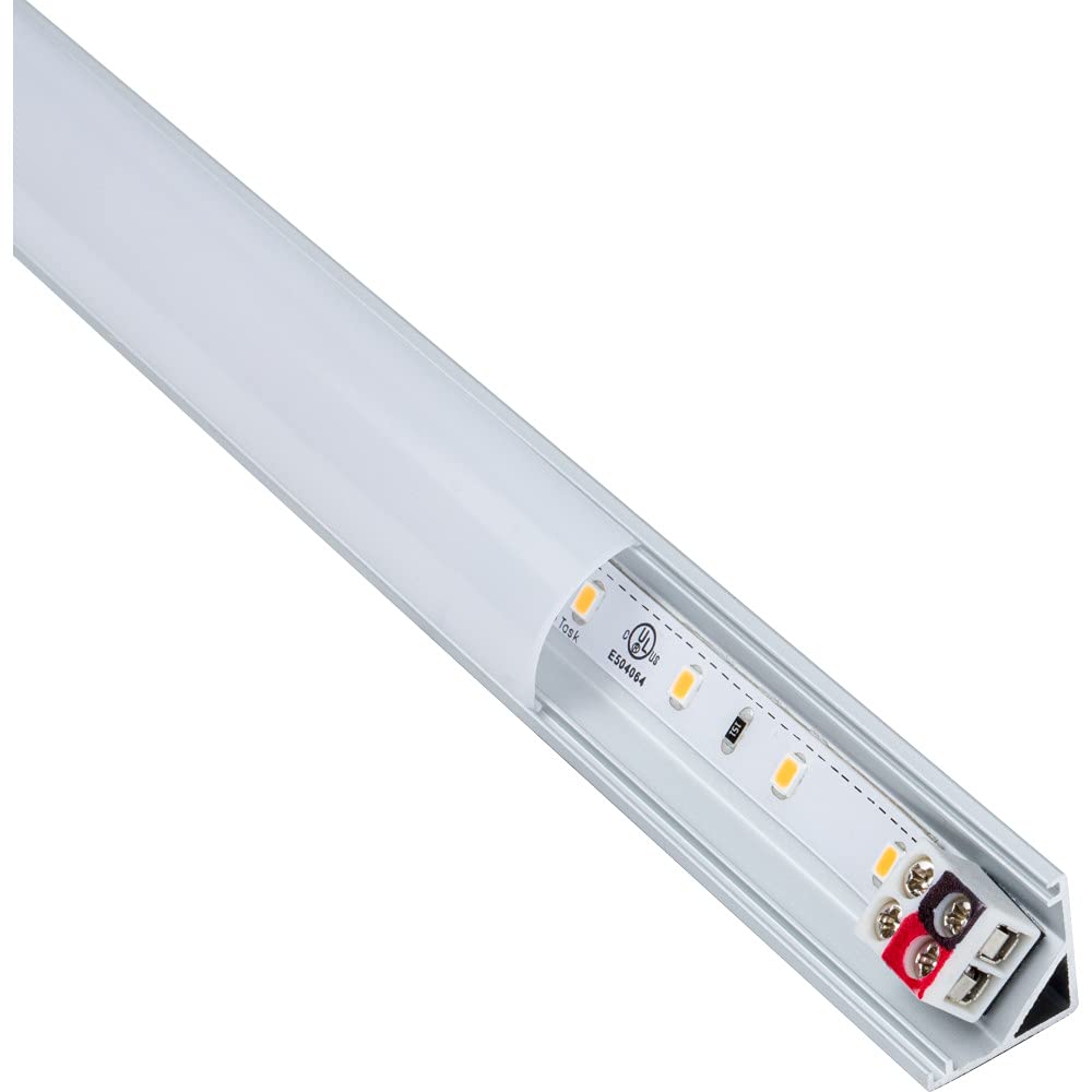 Task Lighting LR1P324V15-02W3 12-9/16" 101 Lumens 24-volt Accent Output Linear Fixture, Fits 15" Wall Cabinet, 2 Watts, Angled 003 Profile, Single-white, Soft White 3000K