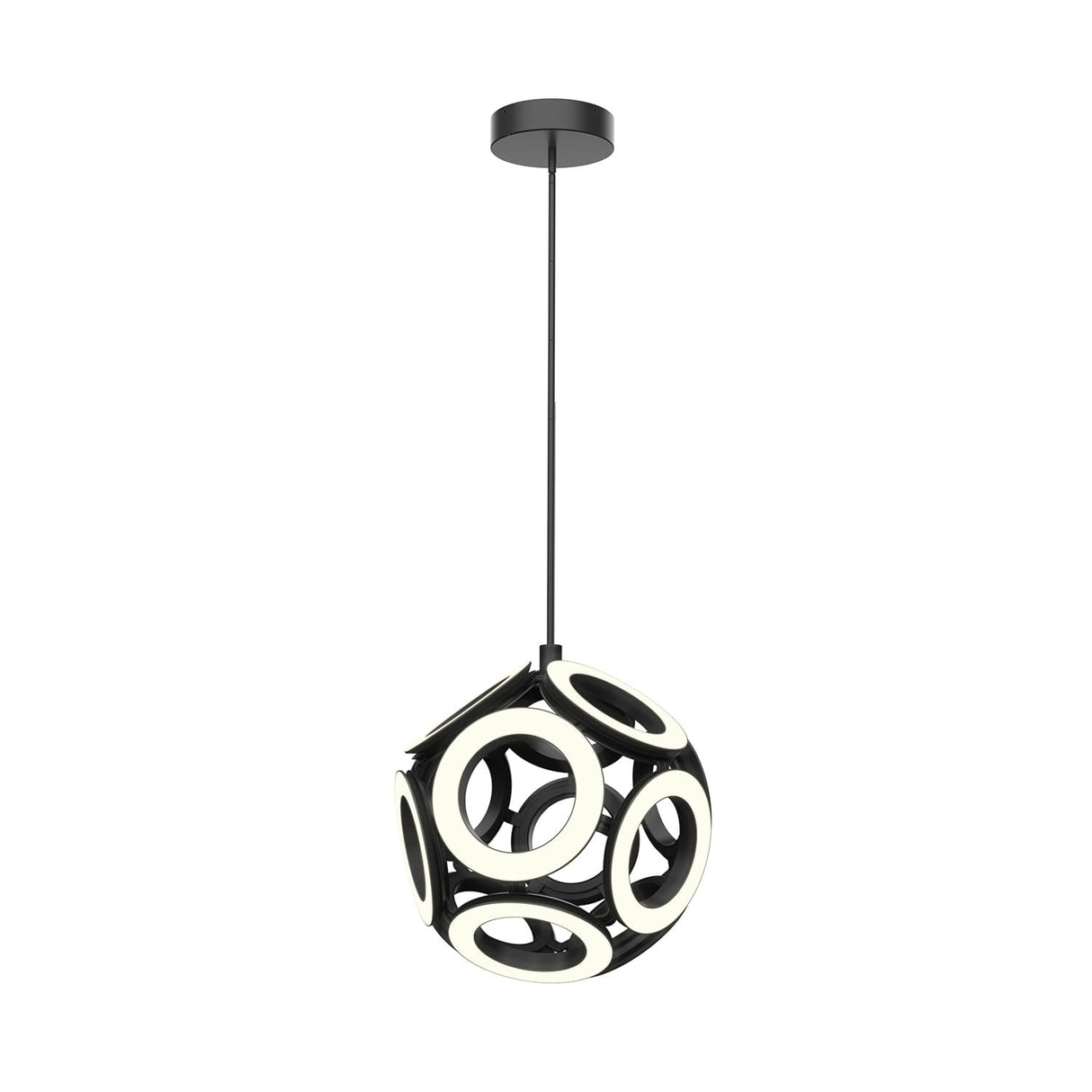 Kuzco CH51825-BK MAGELLAN 25" CHANDELIER BLACK FROSTED ACRYLIC SPHERE 125W 120VAC WITH LED DRIVER 3000K 90CRI