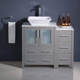 Fresca FCB62-2412GO-CWH-V Fresca Torino 36" Gray Oak Modern Bathroom Cabinets w/ Top & Vessel Sink