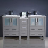 Fresca FCB62-241224WH-I Fresca Torino 60" White Modern Double Sink Bathroom Cabinets w/ Integrated Sinks