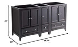 Fresca FCB20-241224ES Fresca Oxford 60" Espresso Traditional Double Sink Bathroom Cabinets