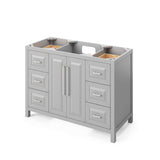Jeffrey Alexander VKITCAD48GRWCR 48" Grey Cade Vanity, White Carrara Marble Vanity Top, undermount rectangle bowl