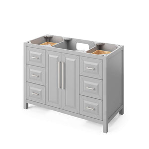 Jeffrey Alexander VKITCAD48GRCQR 48" Grey Cade Vanity, Calacatta Vienna Quartz Vanity Top, undermount rectangle bowl