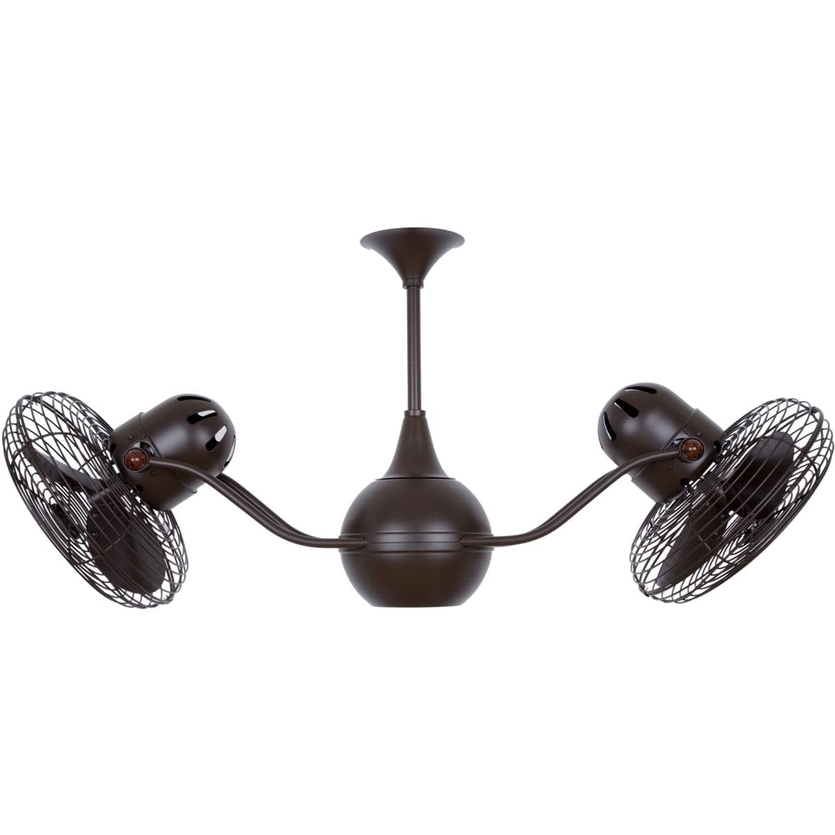 Matthews Fan VB-BZZT-MTL Vent-Bettina 360° dual headed rotational ceiling fan in bronzette finish with metal blades.