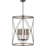 Capital Lighting 538661FZ Adrian Mediterranean Metal Frame Cylinder Foyer Pendant, 6-Light 360 Total Watts, 28"H x 21"W, Buffed Bronze