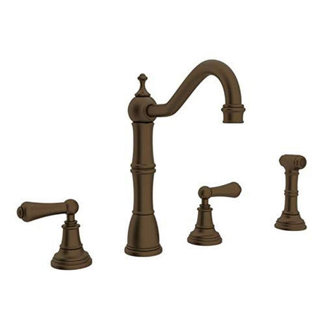 Perrin & Rowe U.4776L-EB-2 Edwardian™ Two Handle Kitchen Faucet With Side Spray