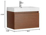 Fresca FCB8007TK-I Fresca Mezzo 30" Teak Wall Hung Modern Bathroom Cabinet w/ Integrated Sink