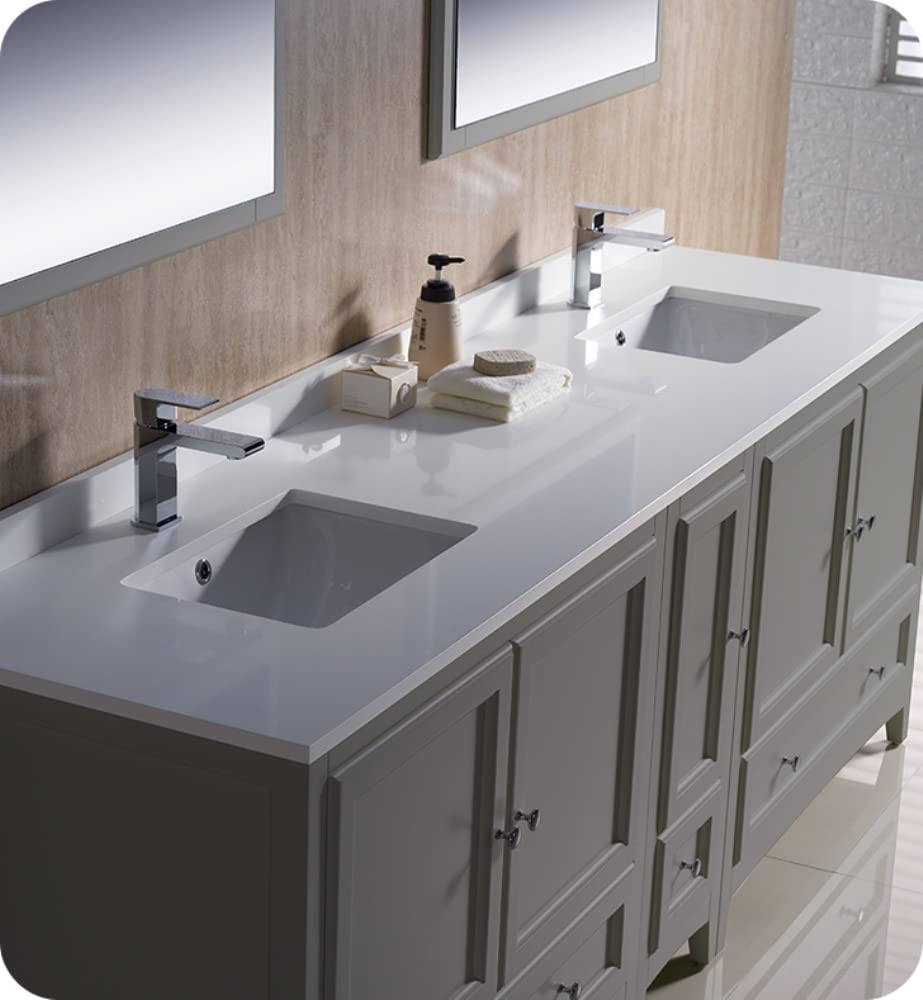 Fresca FVN20-361236GR Fresca Oxford 84" Gray Traditional Double Sink Bathroom Vanity