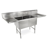 John Boos 2B184-2D18 16-Gauge Stainless Steel Sinks With Drain Boards - 18"Lx18"W Bowl 2
