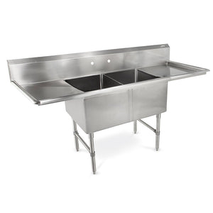 John Boos 2B184-2D18 16-Gauge Stainless Steel Sinks With Drain Boards - 18"Lx18"W Bowl 2