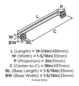 Amerock Appliance Pull Black Bronze 18 inch (457 mm) Center to Center Mulholland 1 Pack Drawer Pull Drawer Handle Cabinet Hardware