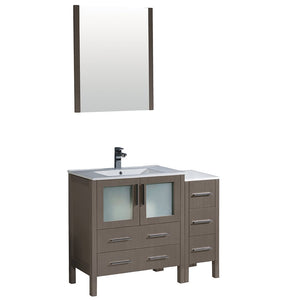 Fresca FVN62-3012GO-UNS Fresca Torino 42" Gray Oak Modern Bathroom Vanity w/ Side Cabinet & Integrated Sink