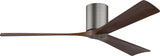 Matthews Fan IR3H-BP-WA-60 Irene-3H three-blade flush mount paddle fan in Brushed Pewter finish with 60” solid walnut tone blades. 
