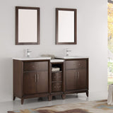 Fresca FVN21-241224WH Fresca Cambridge 60" White Double Sink Traditional Bathroom Vanity w/ Mirrors