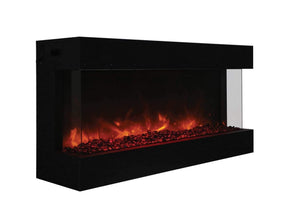 Amantii 50-TRV-SLIM Trv View Slim Smart Electric - 50" Indoor / Outdoor WiFi Enabled 3 Sided Fireplace Featuring a depth of 10 5/8", MultiFunction Remote Control, Multi Speed Flame Motor, and a 10 piece Birch Log Set