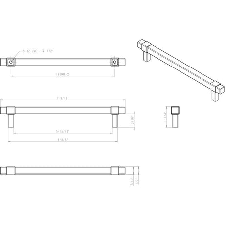 Jeffrey Alexander 293-160MB 160 mm Center-to-Center Matte Black Square Zane Cabinet Pull