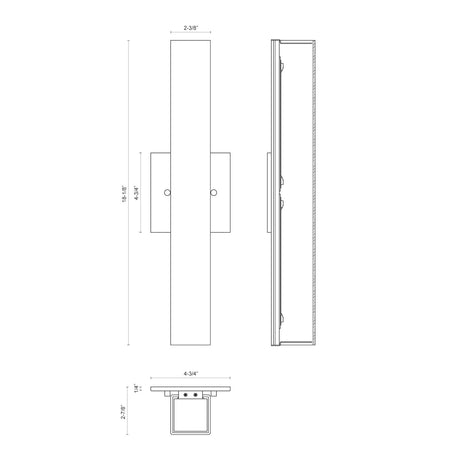 Kuzco WS8418-BK MELVILLE 18" WS Black 120V ELV LED 3000K 90CRI 21W