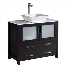 Fresca FCB6236ES-CWH-V Fresca Torino 36" Espresso Modern Bathroom Cabinet w/ Vessel Sink