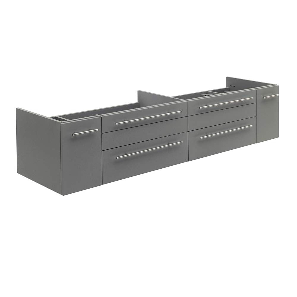Fresca FCB6172GR-UNS Fresca Lucera 72" Gray Wall Hung Double Undermount Sink Modern Bathroom Cabinet