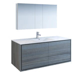 Fresca FVN9260OG-S Fresca Catania 60" Ocean Gray Wall Hung Single Sink Modern Bathroom Vanity w/ Medicine Cabinet